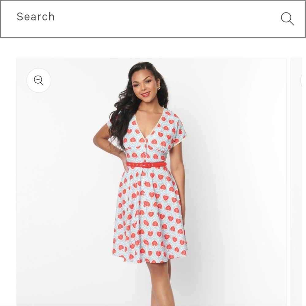 In Search of Unique Vintage Framed Hearts Print Swing Dress